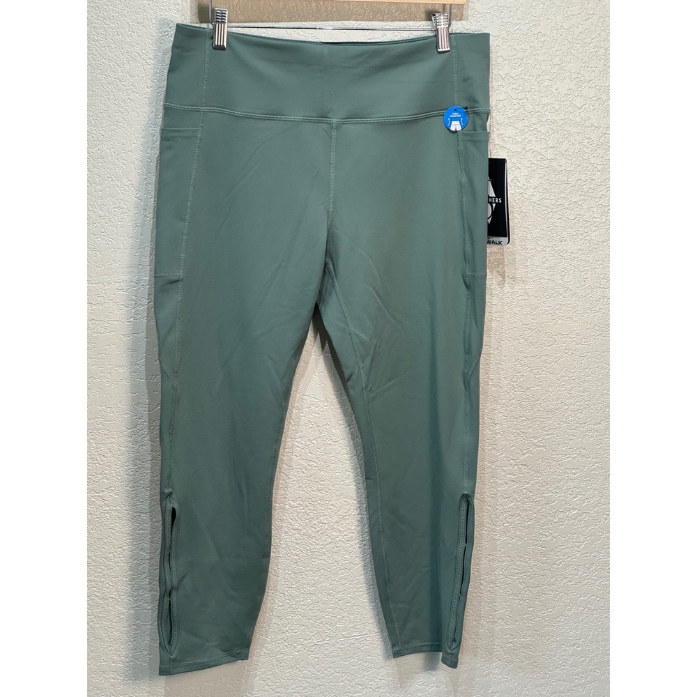 Skechers GOwalk Goflex Slit High Waist 7/8 Legging Green UPF 40 Size XL NWT